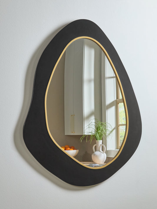 Myers Furniture Outlet - Ashley Furniture - Kierlock Mirror - Accent Mirror / Black/Gold Finish - A8010414