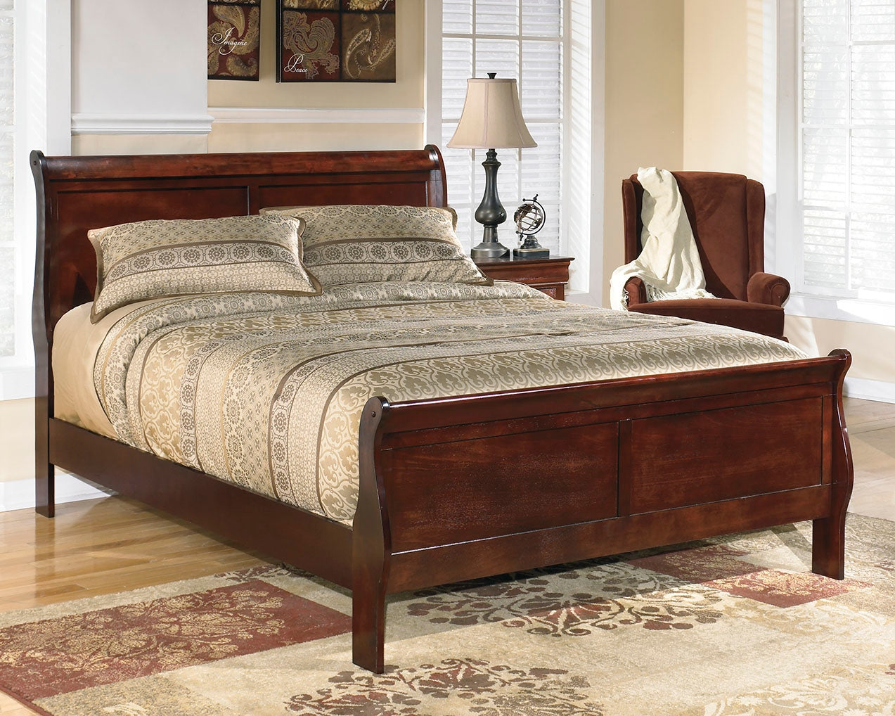 Myers Furniture Outlet - Ashley Furniture - Alisdair Bedroom - King Sleigh Bed / Reddish Brown - B376B8