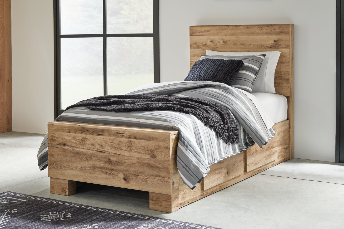 Myers Furniture Outlet - Ashley Furniture - Hyanna Bedroom - Twin Panel Bed with 2 Side Storage / Tan Brown - B1050B28