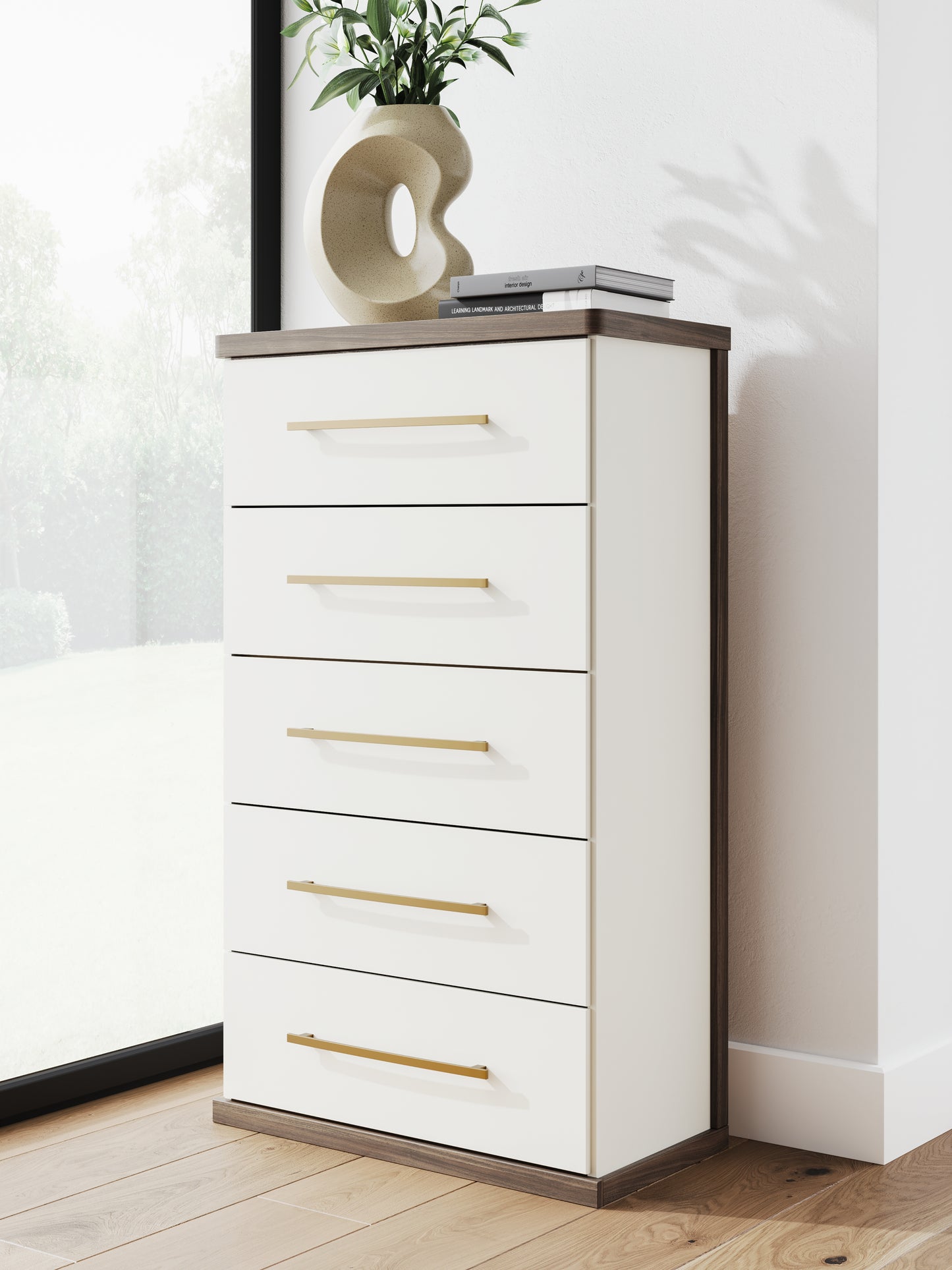 Myers Furniture Outlet - Ashley Furniture - Kendanport Bedroom - Five Drawer Chest / Brown/White - PCB1108-46