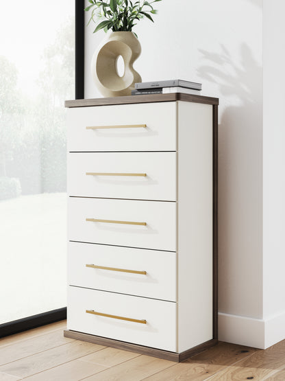 Myers Furniture Outlet - Ashley Furniture - Kendanport Bedroom - Five Drawer Chest / Brown/White - PCB1108-46