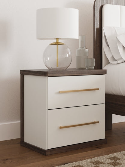 Myers Furniture Outlet - Ashley Furniture - Kendanport Bedroom - Two Drawer Night Stand / Brown/White - PCB1108-92