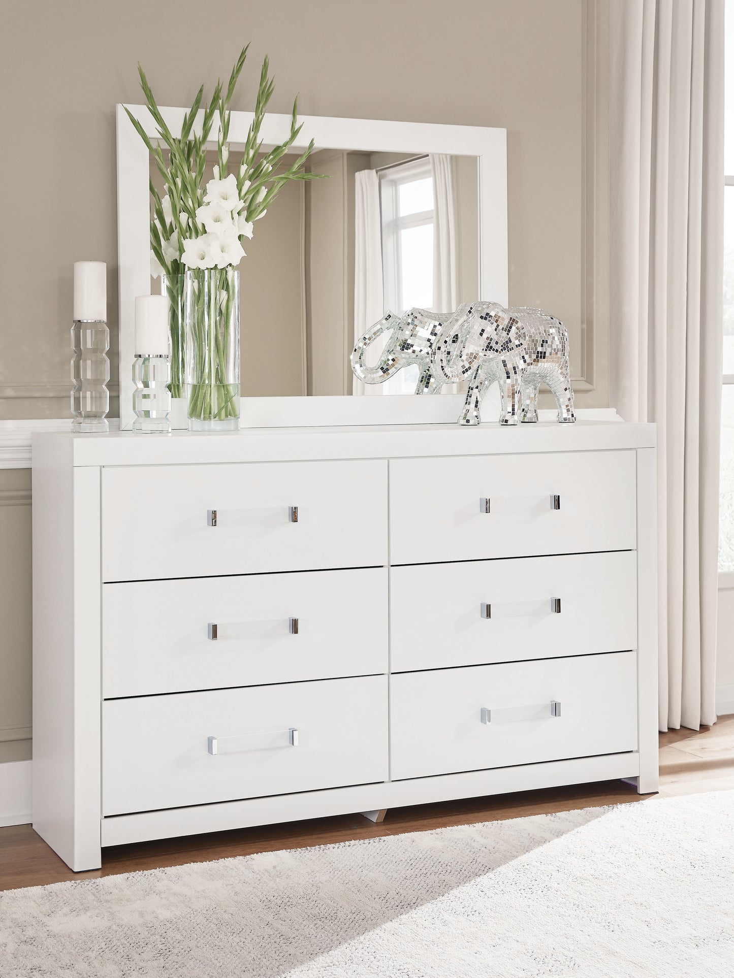 Myers Furniture Outlet - Ashley Furniture - Maeling Bedroom - Dresser and Mirror / White - PCB1119B1