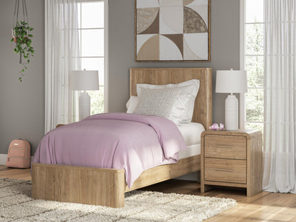 Myers Furniture Outlet - Ashley Furniture - Gramburg Bedroom - Twin Panel Bed / Warm Natural Brown - PCB1121B2