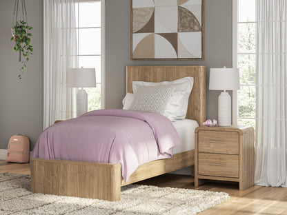 Myers Furniture Outlet - Ashley Furniture - Gramburg Bedroom - Twin Panel Platform Bed / Warm Natural Brown - PCB1121B8