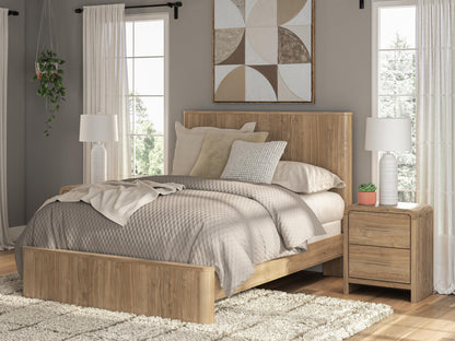 Myers Furniture Outlet - Ashley Furniture - Gramburg Bedroom - Queen Panel Bed / Warm Natural Brown - PCB1121B4