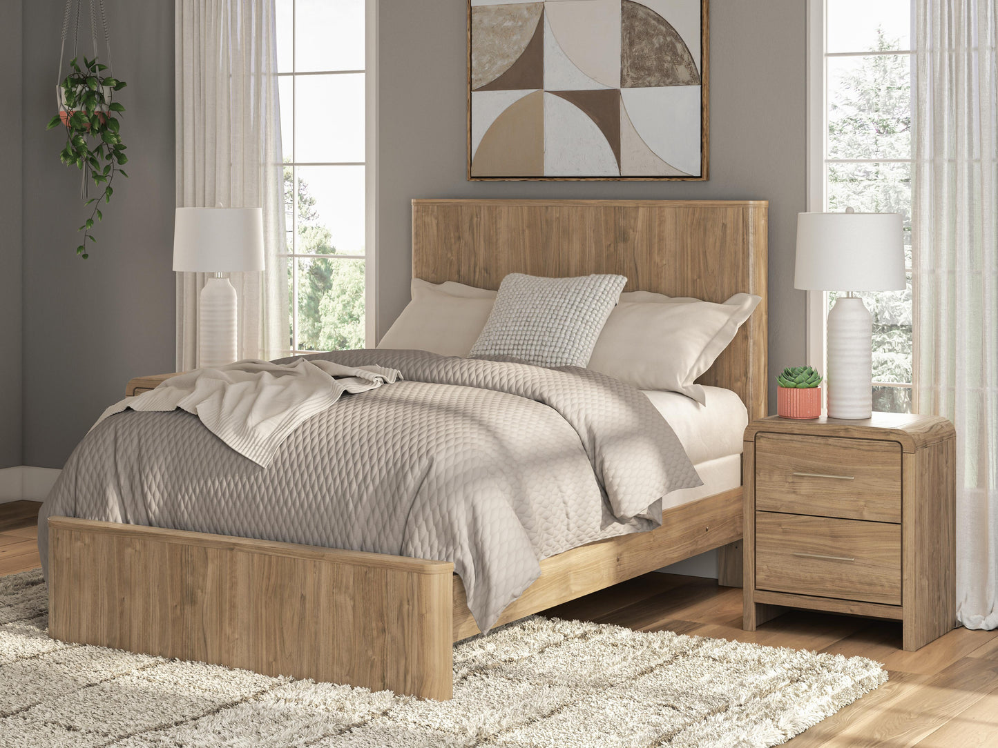 Myers Furniture Outlet - Ashley Furniture - Gramburg Bedroom - Full Panel Bed / Warm Natural Brown - PCB1121B3