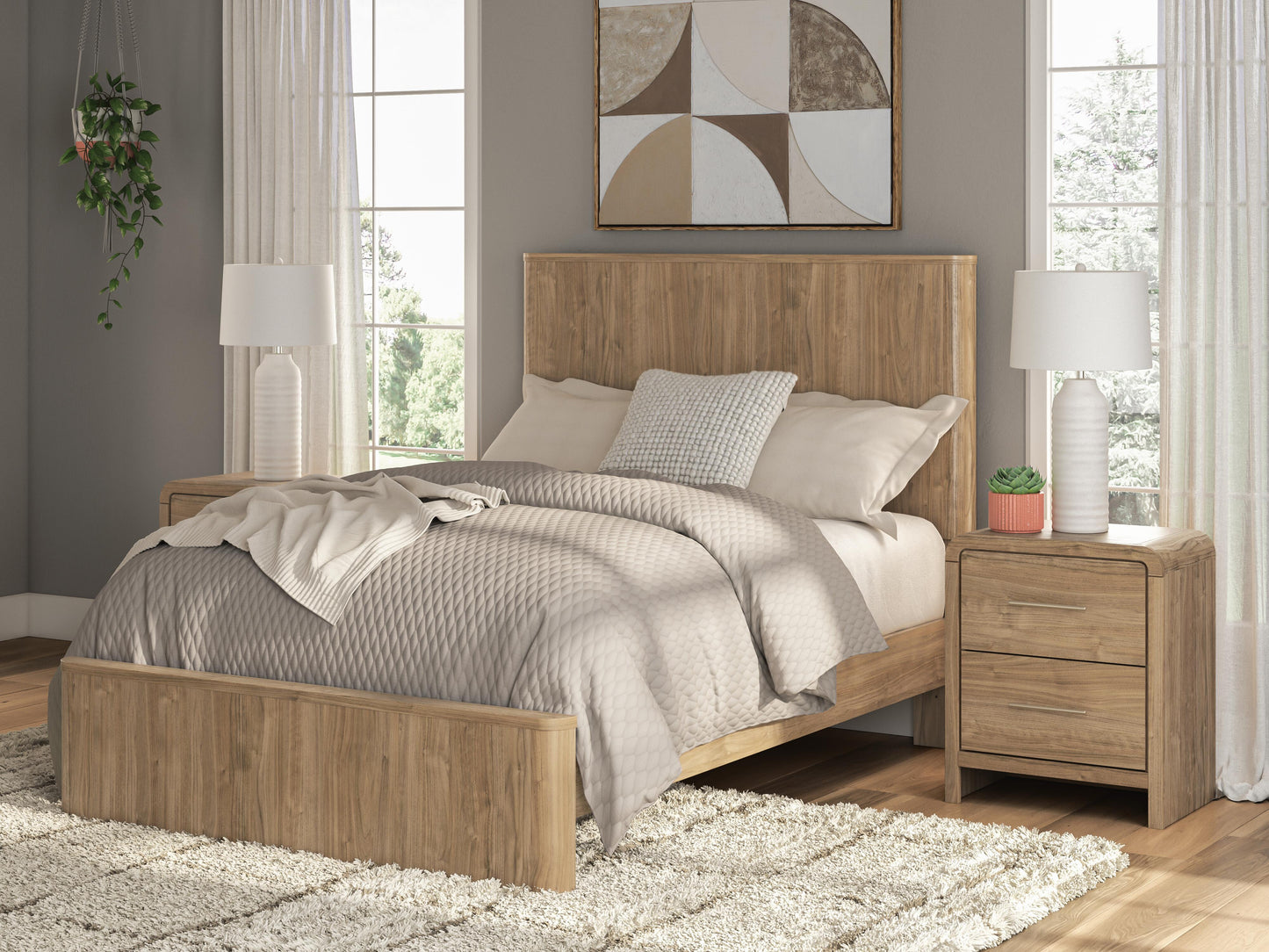 Myers Furniture Outlet - Ashley Furniture - Gramburg Bedroom - Full Panel Platform Bed / Warm Natural Brown - PCB1121B9