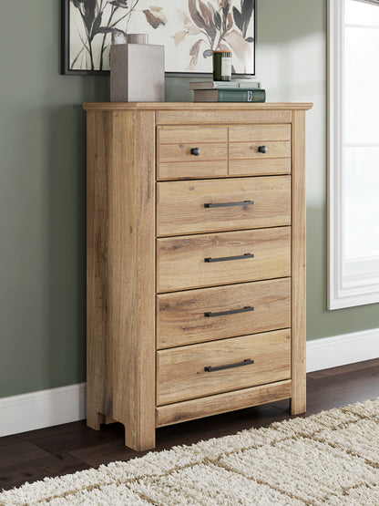Myers Furniture Outlet - Ashley Furniture - Makidern Bedroom - Five Drawer Chest / Tan - PCB1170-46