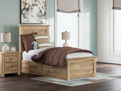 Myers Furniture Outlet - Ashley Furniture - Makidern Bedroom - Twin Panel Storage Bed / Tan - PCB1170B26