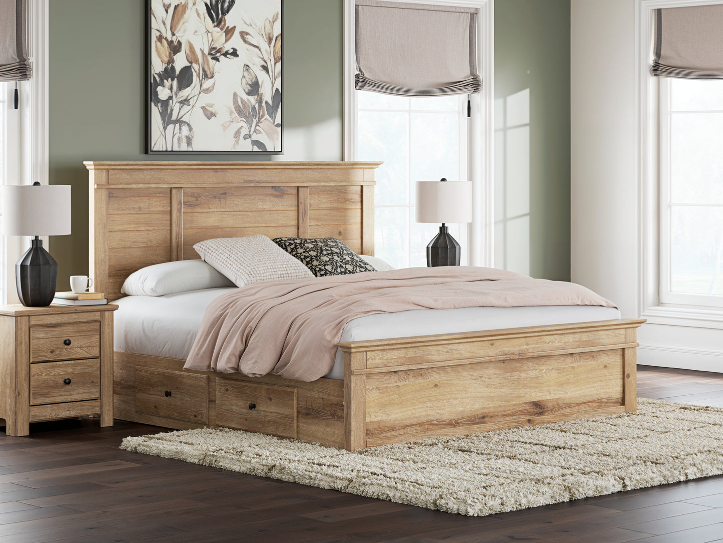 Myers Furniture Outlet - Ashley Furniture - Makidern Bedroom - King Panel Storage Bed / Tan - PCB1170B17