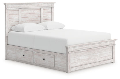 Myers Furniture Outlet - Ashley Furniture - Makidern Bedroom - Queen Panel Storage Bed / Whitewash - PCB1171B16