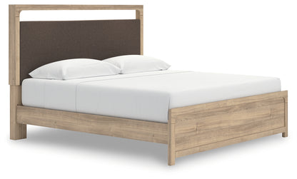 Myers Furniture Outlet - Ashley Furniture - Kinlanni Bedroom - King Upholstered Platform Bed / Tan - PCB1360B16