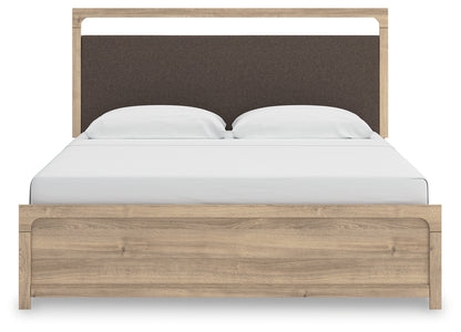 Myers Furniture Outlet - Ashley Furniture - Kinlanni Bedroom - King Upholstered Panel Bed / Tan - PCB1360B15