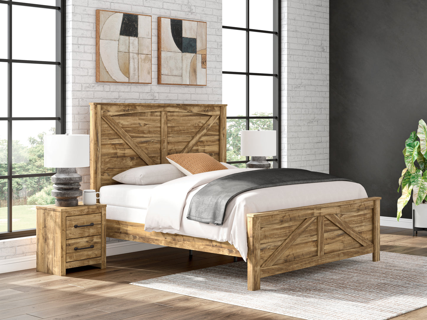 Myers Furniture Outlet - Ashley Furniture - Maystonna Bedroom - King Crossbuck Panel Bed - PCB1580B6
