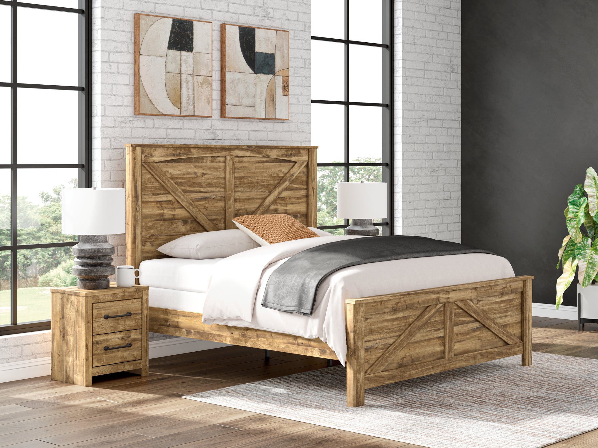 Myers Furniture Outlet - Ashley Furniture - Maystonna Bedroom - King Crossbuck Panel Bed - PCB1580B6