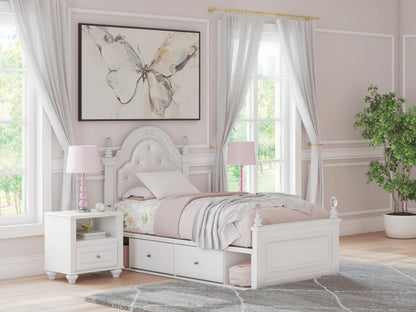 Myers Furniture Outlet - Ashley Furniture - Kozlani Bedroom - Twin Upholstered Panel Bed with Storage / White - PCB1819B17
