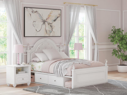 Myers Furniture Outlet - Ashley Furniture - Kozlani Bedroom - Full Upholstered Panel Bed with Storage / White - PCB1819B18