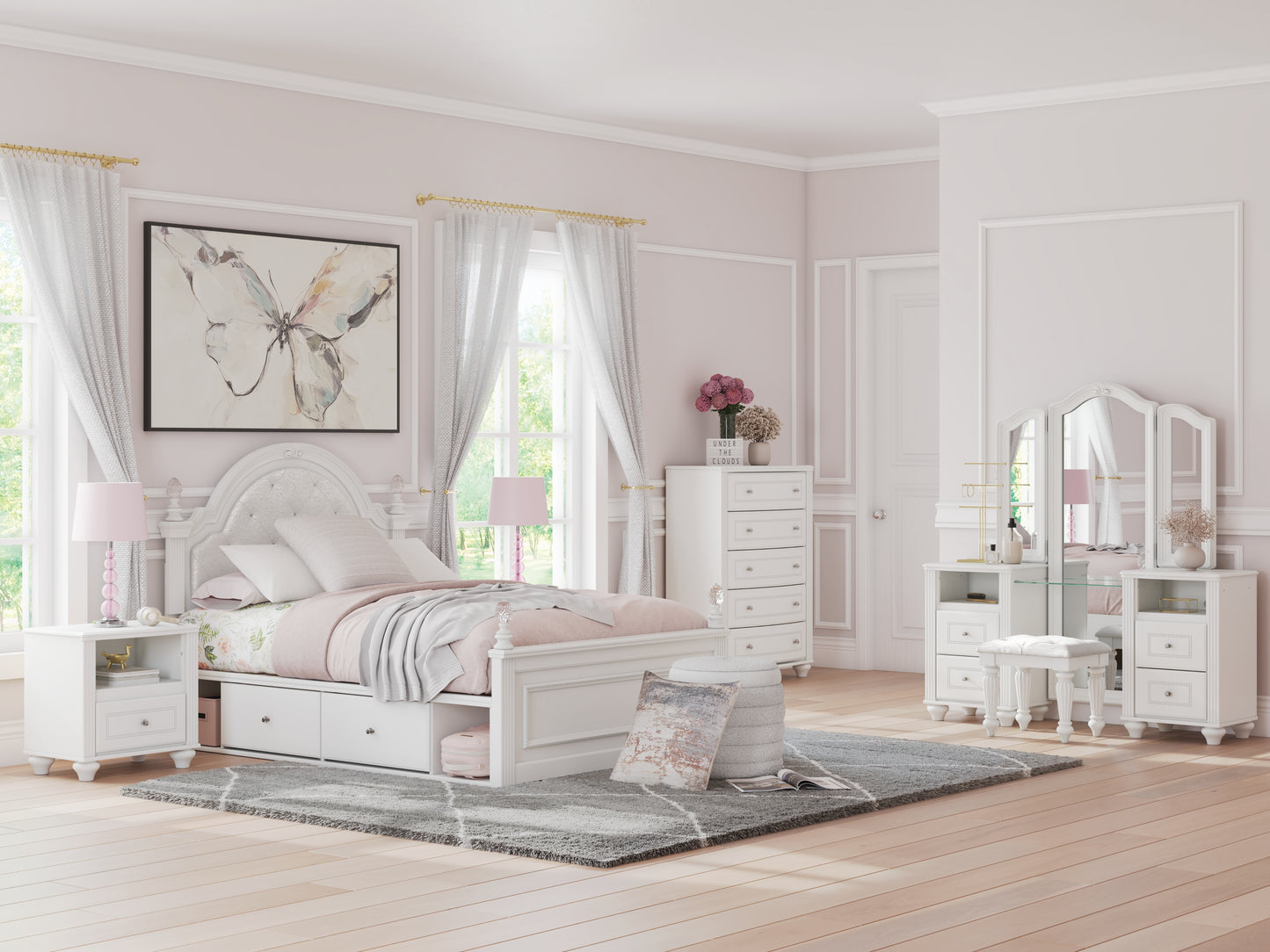 Myers Furniture Outlet - Ashley Furniture - Kozlani Bedroom - Dresser and Mirror / White - PCB1819B2