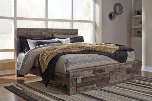 Myers Furniture Outlet - Ashley Furniture - Derekson Bedroom - Queen Panel Bed with 2 Side Storage / Multi Gray - B200B43
