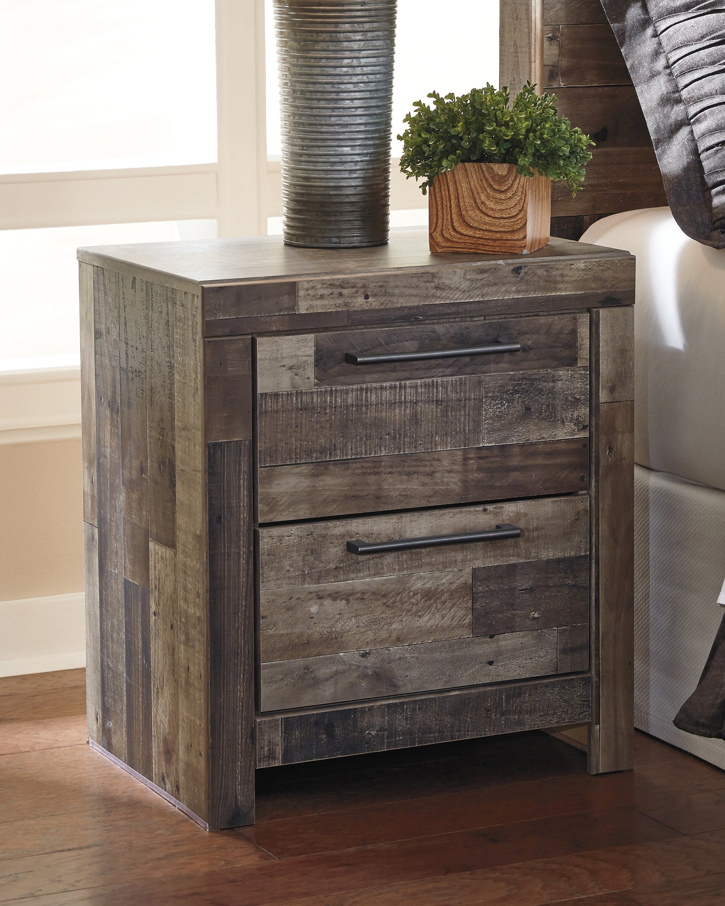 Myers Furniture Outlet - Ashley Furniture - Derekson Bedroom - Two Drawer Night Stand / Multi Gray - B200-92