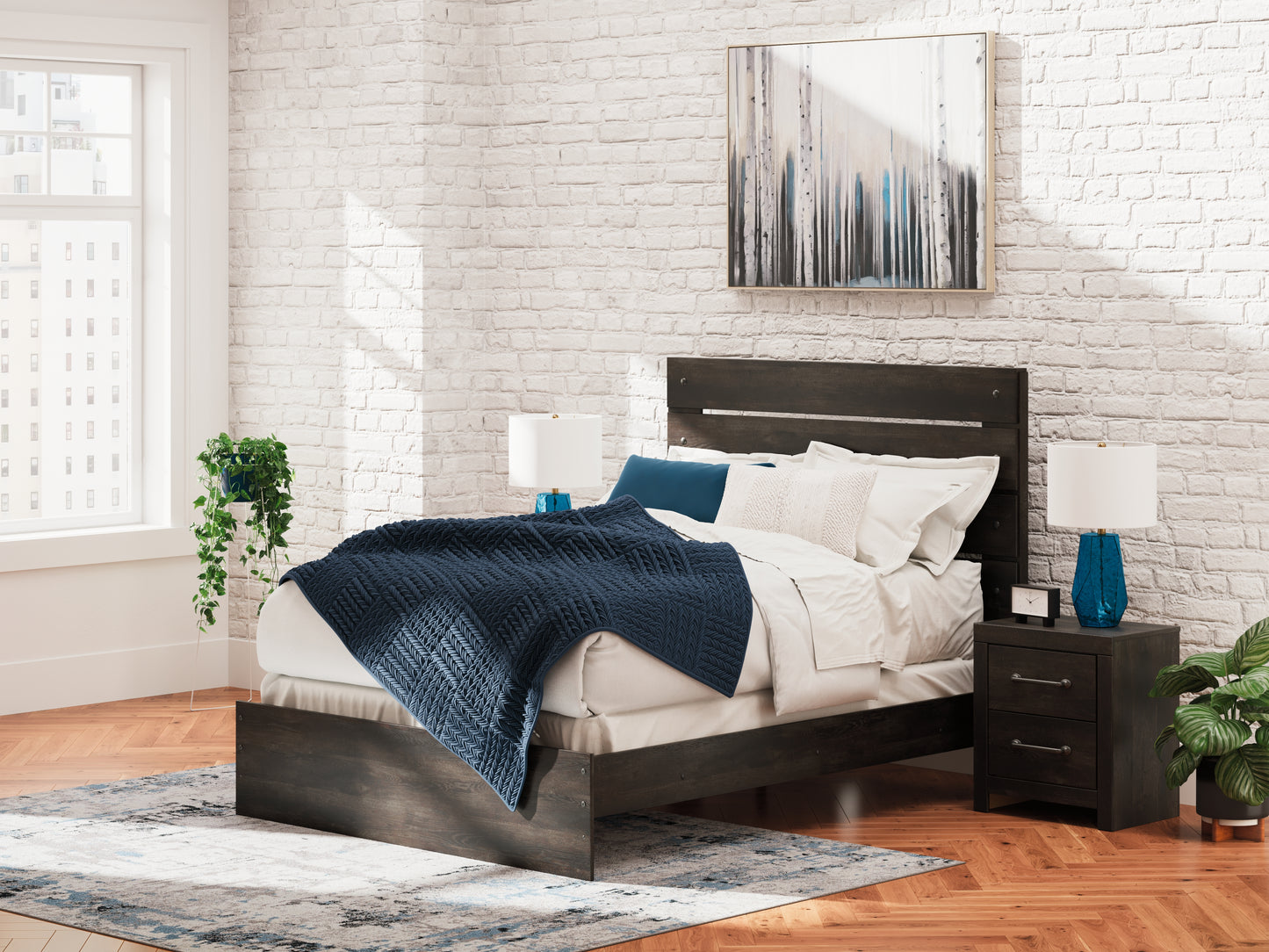 Myers Furniture Outlet - Ashley Furniture - Hollivern Bedroom - Queen Panel Bed / Dark Gray - PCB2108B2