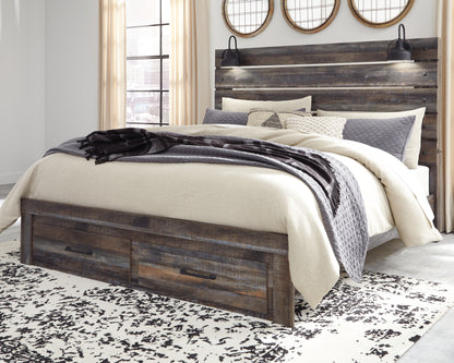 Myers Furniture Outlet - Ashley Furniture - Drystan Bedroom - King Panel Bed with 2 Storage Drawers / Multi - B211B55