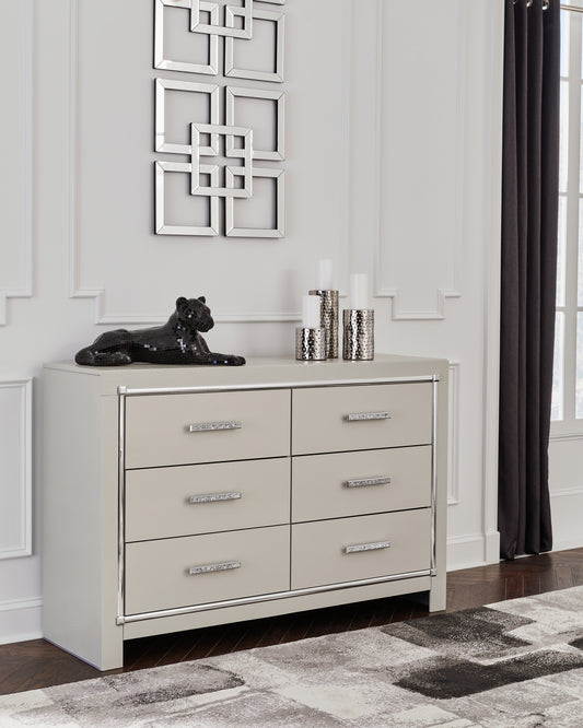 Myers Furniture Outlet - Ashley Furniture - Zyniden Bedroom - Queen Upholstered Panel Bed / Silver - B2114B2