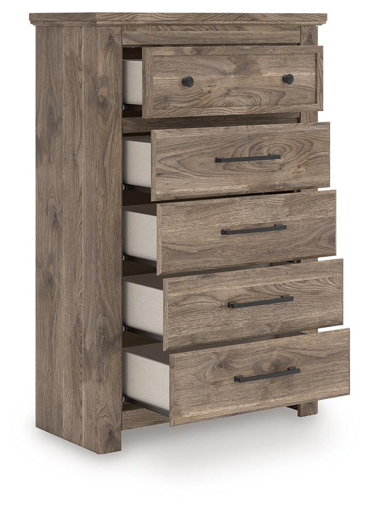 Myers Furniture Outlet - Ashley Furniture - Rusticott Bedroom - Five Drawer Chest / Brown - PCB2260-46