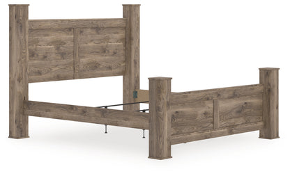 Myers Furniture Outlet - Ashley Furniture - Rusticott Bedroom - King Poster Bed / Brown - PCB2260B7