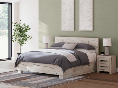 Myers Furniture Outlet - Ashley Furniture - Lawroy Bedroom - King Panel Bed with Storage / Light Natural - B2310B12