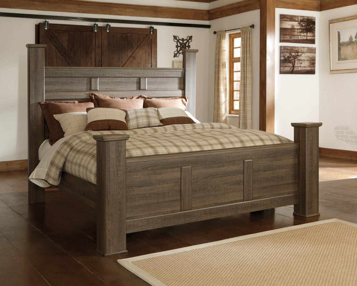 Myers Furniture Outlet - Ashley Furniture - Juararo Bedroom - King Poster Bed / Dark Brown - B251B10