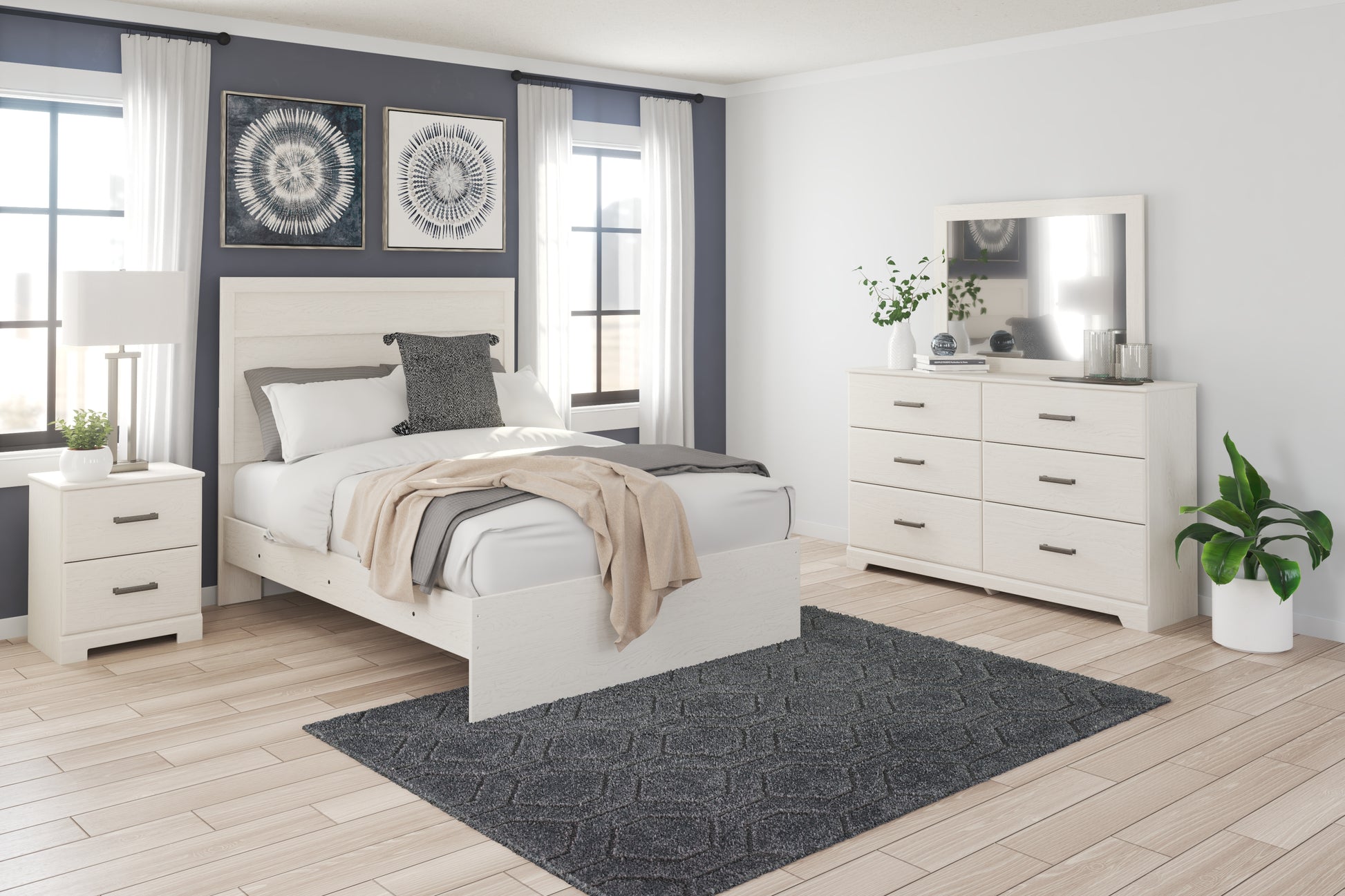 Myers Furniture Outlet - Ashley Furniture - Stelsie Bedroom - Twin Panel Bed / White - B2588B12