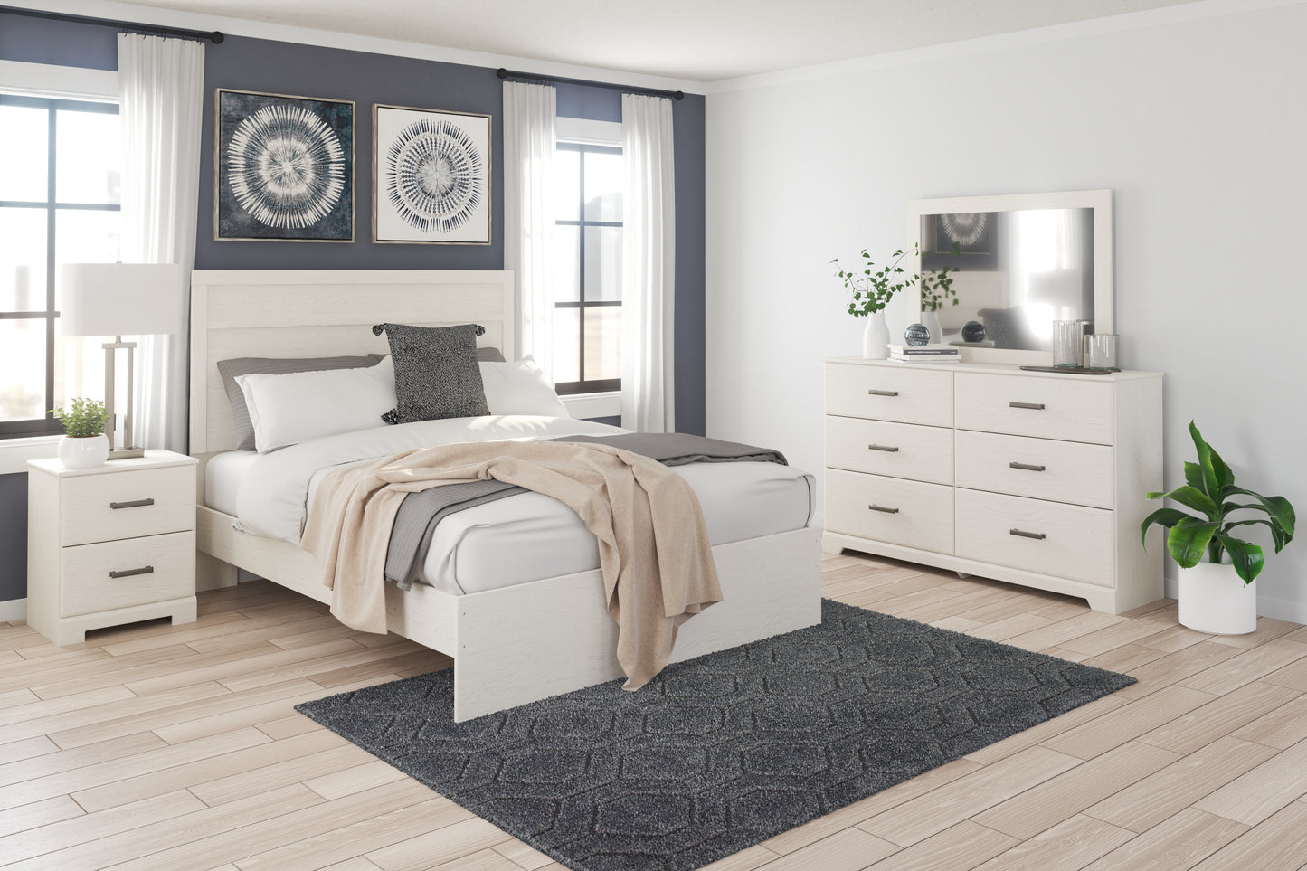 Myers Furniture Outlet - Ashley Furniture - Stelsie Bedroom - Queen Panel Bed / White - B2588B2
