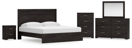 Myers Furniture Outlet - Ashley Furniture - Belachime King Panel Bed, Dresser, Mirror, Chest and Nightstand - King Panel Bed, Dresser, Mirror, Chest and Nightstand - B2589B20