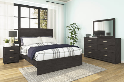 Myers Furniture Outlet - Ashley Furniture - Belachime Bedroom - Queen Panel Bed / Charcoal - B2589B2