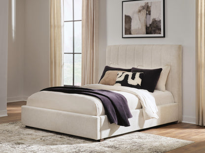 Myers Furniture Outlet - Ashley Furniture - Shoralli Bedroom - Queen Upholstered Storage Bed / Beige - B2611B4