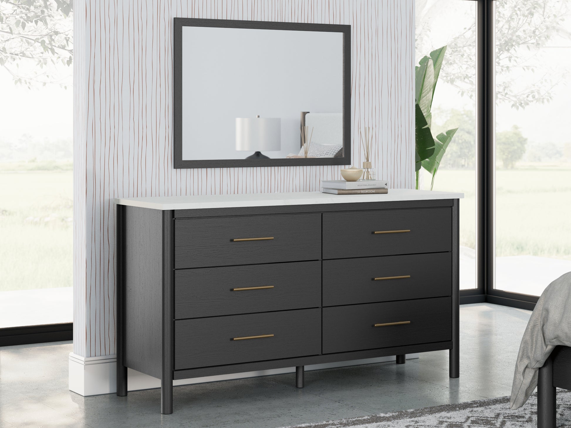 Myers Furniture Outlet - Ashley Furniture - Cadmori Bedroom - Dresser and Mirror / Black/White - B2616B1