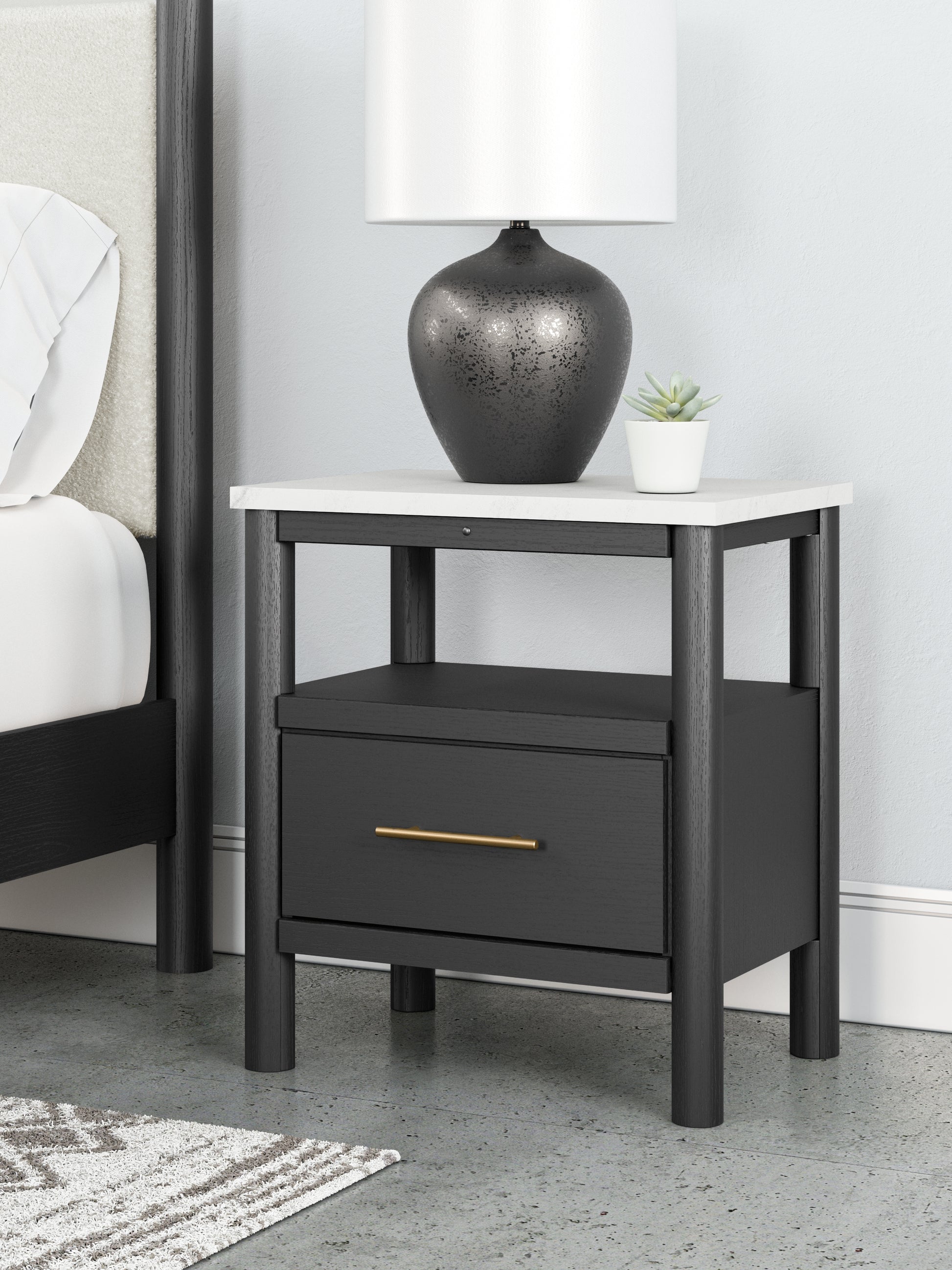 Myers Furniture Outlet - Ashley Furniture - Cadmori Bedroom - One Drawer Night Stand / Black/White - B2616-91