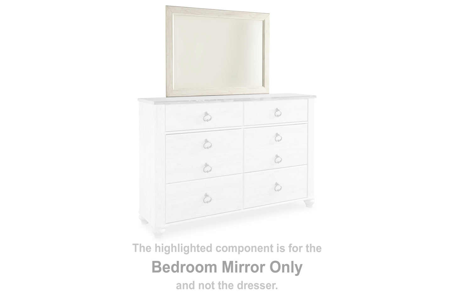 Myers Furniture Outlet - Ashley Furniture - Willowton Bedroom - Bedroom Mirror / Whitewash - B267-36