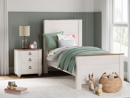 Myers Furniture Outlet - Ashley Furniture - Willowton Bedroom - Twin Panel Bed / Whitewash - B267B15