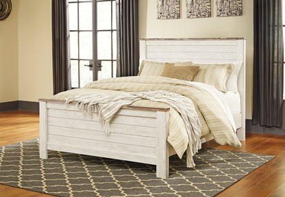 Myers Furniture Outlet - Ashley Furniture - Willowton Bedroom - Queen Panel Bed / Whitewash - B267B8