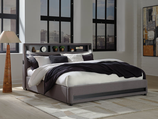 Myers Furniture Outlet - Ashley Furniture - Verishaw Bedroom - California King Upholstered Bed / Gray - PCB2721B22