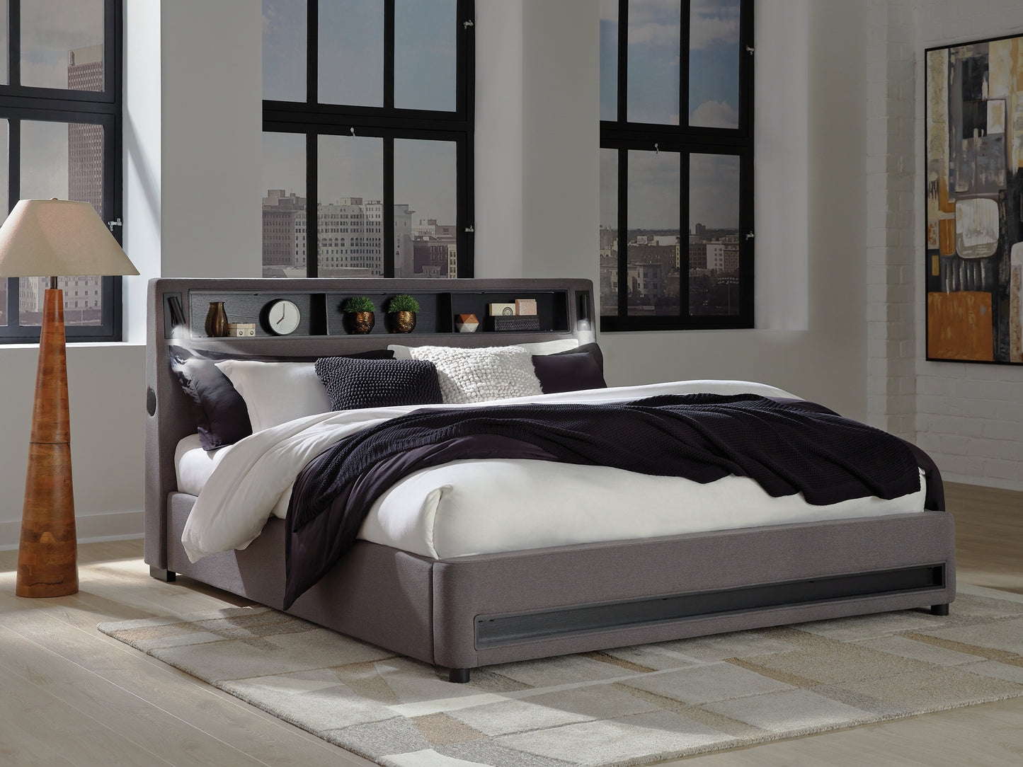 Myers Furniture Outlet - Ashley Furniture - Verishaw Bedroom - King Upholstered Bed / Gray - PCB2721B21
