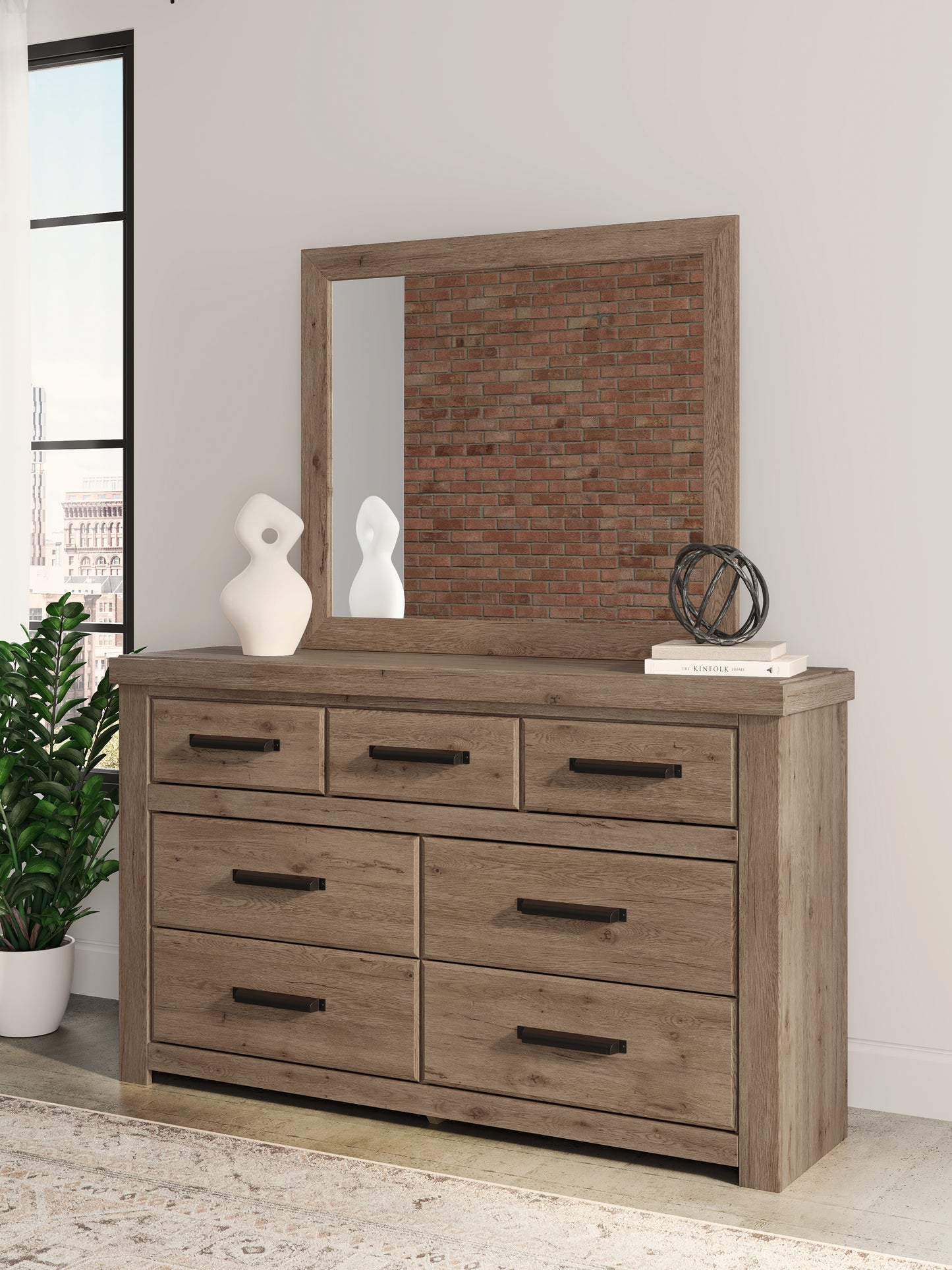 Myers Furniture Outlet - Ashley Furniture - Oliandon Bedroom - Dresser and Mirror / Light Brown - PCB2844B1