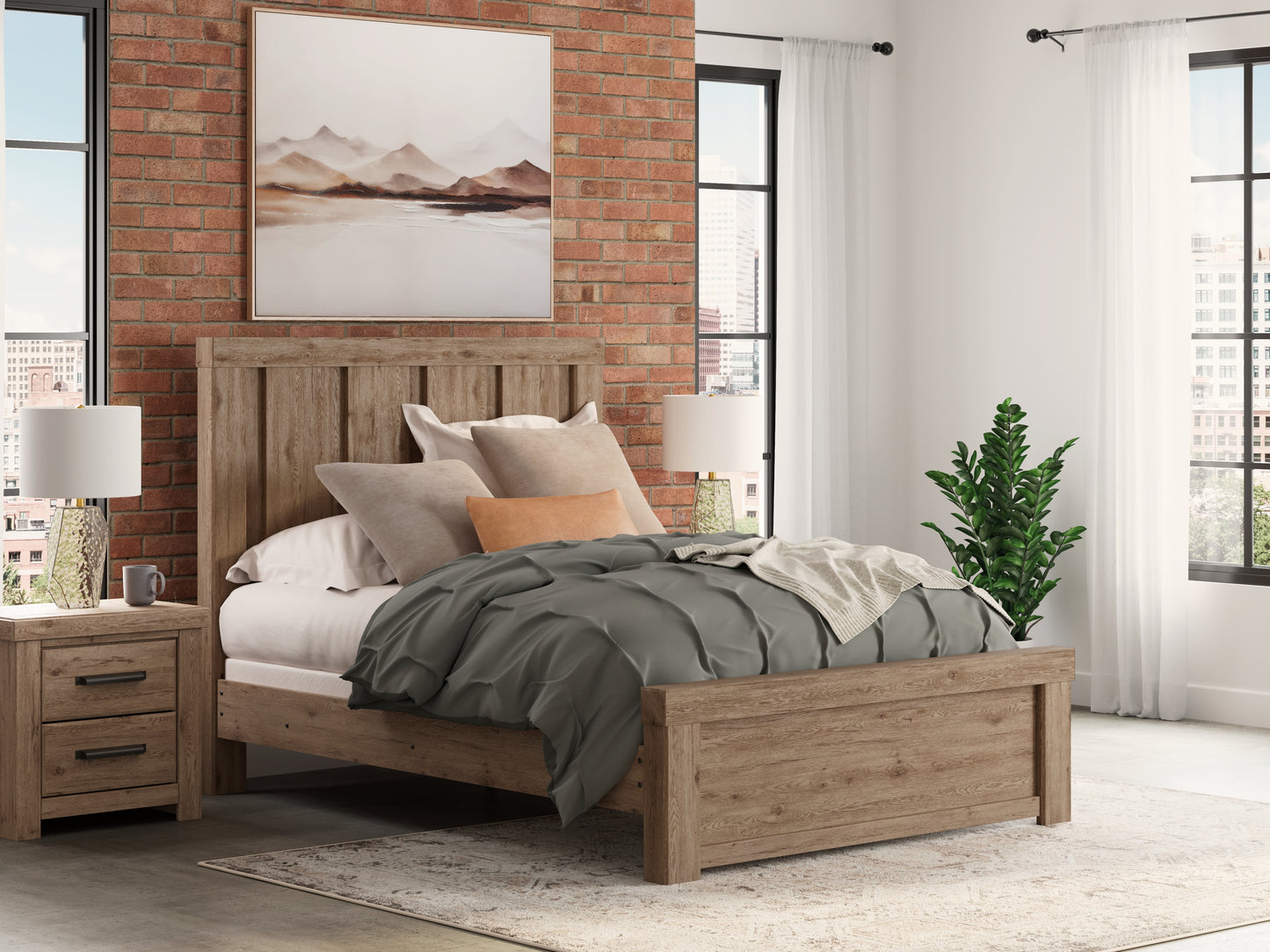 Myers Furniture Outlet - Ashley Furniture - Oliandon Bedroom - Queen Panel Bed / Light Brown - PCB2844B2