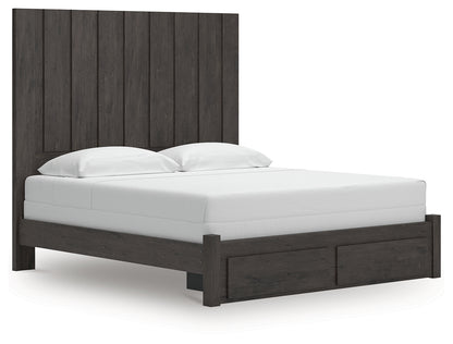 Myers Furniture Outlet - Ashley Furniture - Fraluna Bedroom - King Panel Storage Bed / Charcoal - PCB3370B9