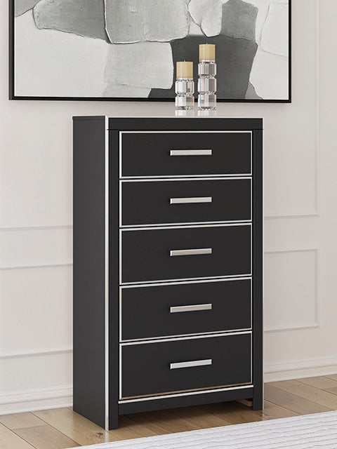 Myers Furniture Outlet - Ashley Furniture - Zuraleus Bedroom - Five Drawer Chest / Black - PCB3380-46