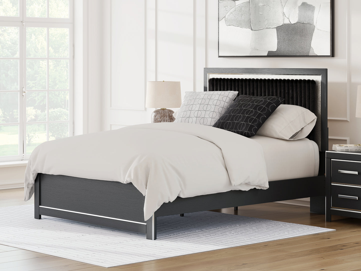 Myers Furniture Outlet - Ashley Furniture - Zuraleus Bedroom - Queen Upholstered Platform Bed / Black - PCB3380B2