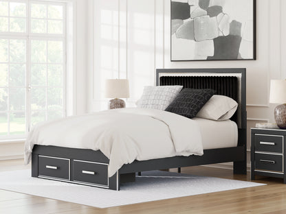 Myers Furniture Outlet - Ashley Furniture - Zuraleus Bedroom - Queen Upholstered Panel Storage Bed / Black - PCB3380B4